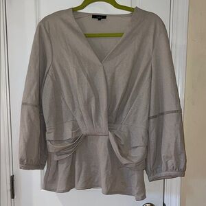 Elegant Beige Draped Blouse